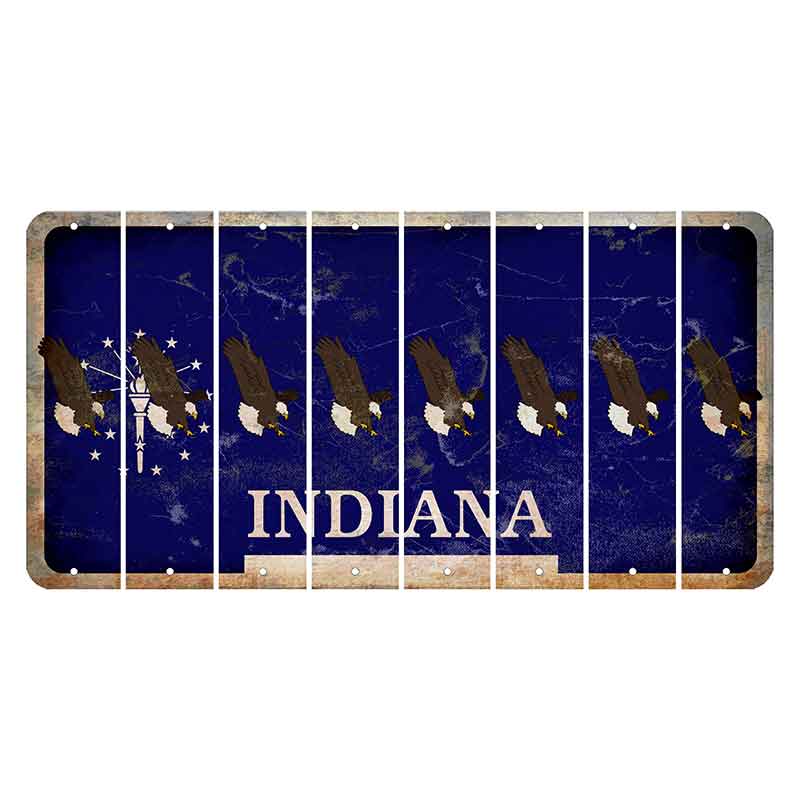 Indiana Blue Cut License Plate Strips (Set of 8)