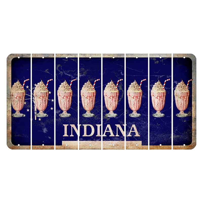 Indiana Blue Cut License Plate Strips (Set of 8)