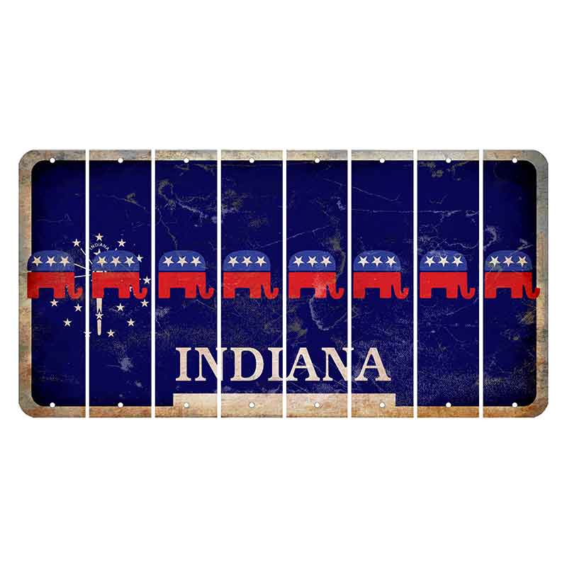 Indiana Blue Cut License Plate Strips (Set of 8)