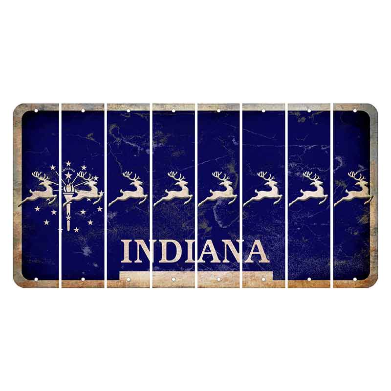 Indiana Blue Cut License Plate Strips (Set of 8) Reindeer