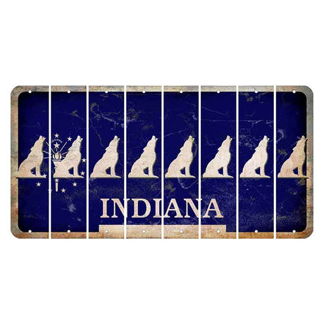 Indiana Blue Cut License Plate Strips (Set of 8)