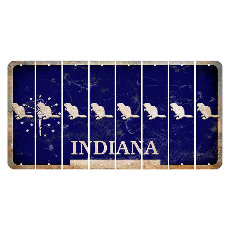 Indiana Blue Cut License Plate Strips (Set of 8) Beaver