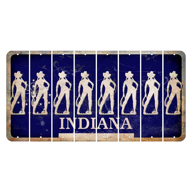 Indiana Blue Cut License Plate Strips (Set of 8)