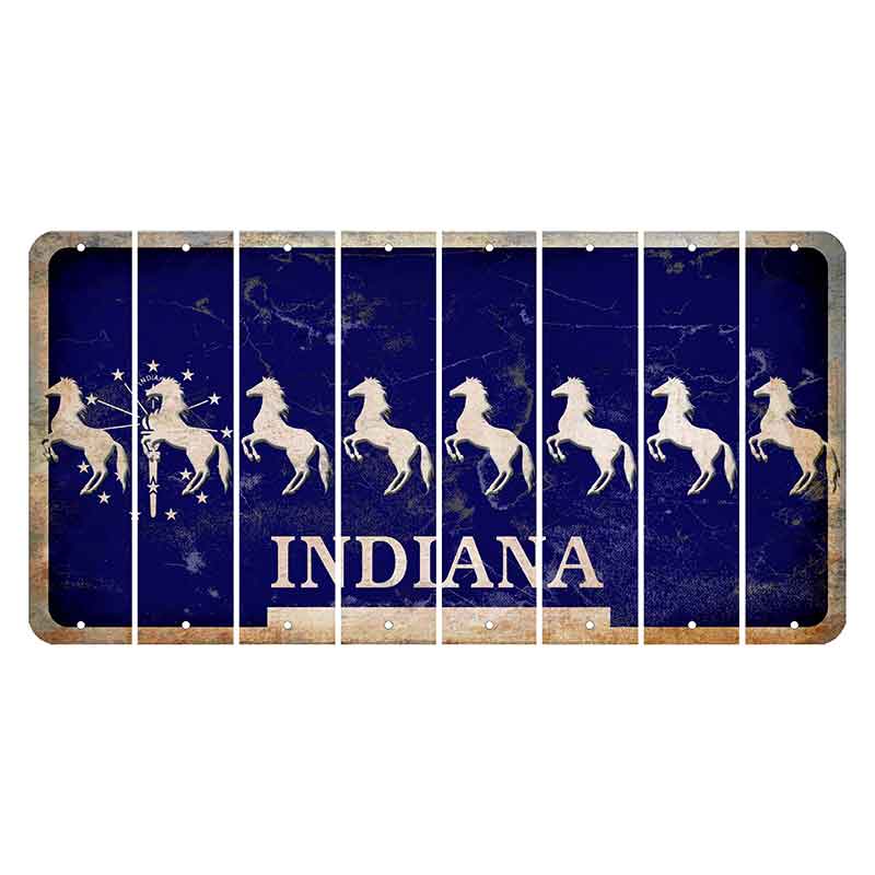 Indiana Blue Cut License Plate Strips (Set of 8)