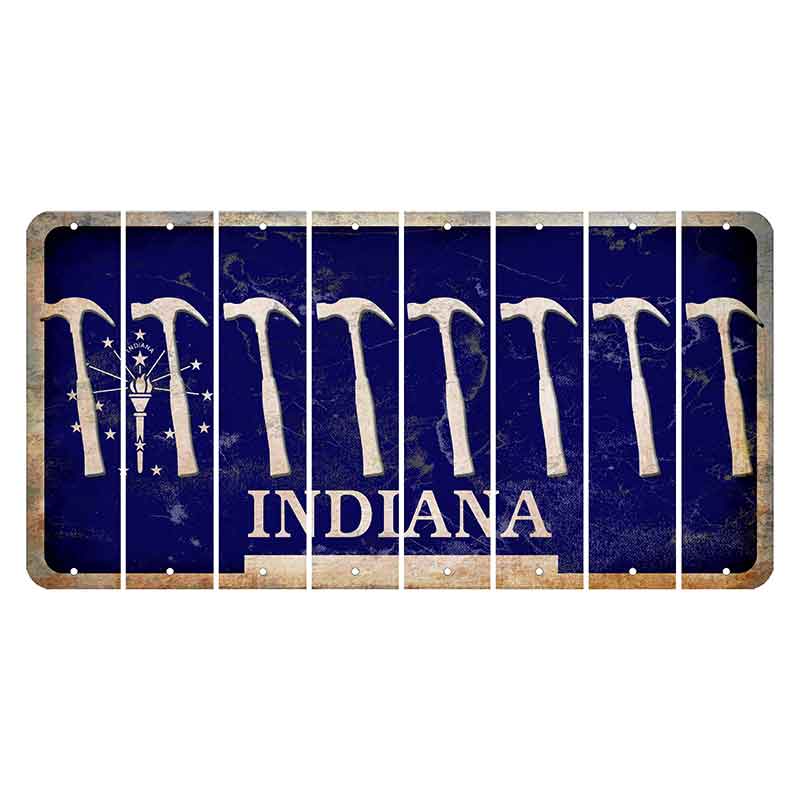 Indiana Blue Cut License Plate Strips (Set of 8)