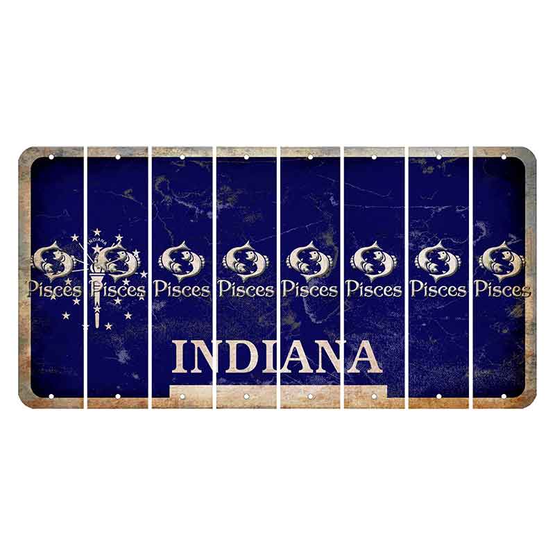 Indiana Blue Cut License Plate Strips (Set of 8) Zodiac Sign - Pisces