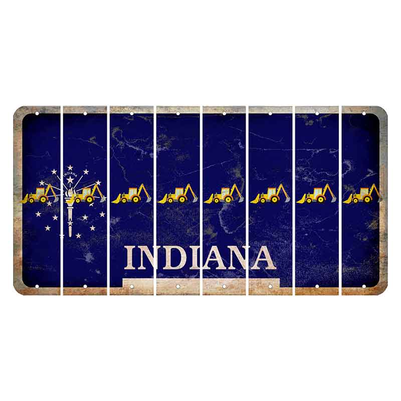 Indiana Blue Cut License Plate Strips (Set of 8) Backhoe