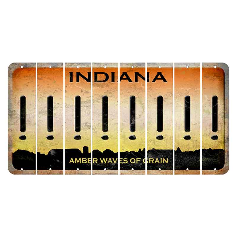 Indiana Amber Wave Cut License Plate Strips (Set of 8) Exclamation Point