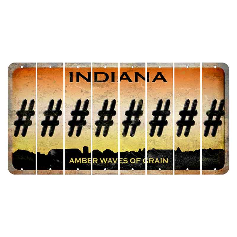 Indiana Amber Wave Cut License Plate Strips (Set of 8) Hashtag