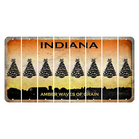 Indiana Amber Wave Cut License Plate Strips (Set of 8) Christmas Tree