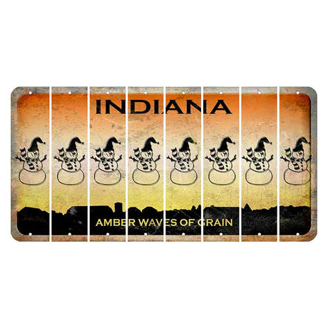 Indiana Amber Wave Cut License Plate Strips (Set of 8) Snowman