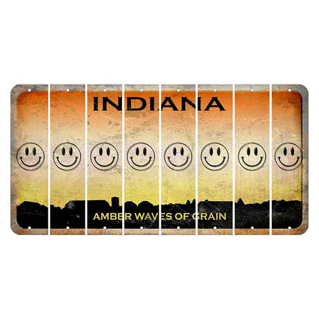 Indiana Amber Wave Cut License Plate Strips (Set of 8) Smiley Face