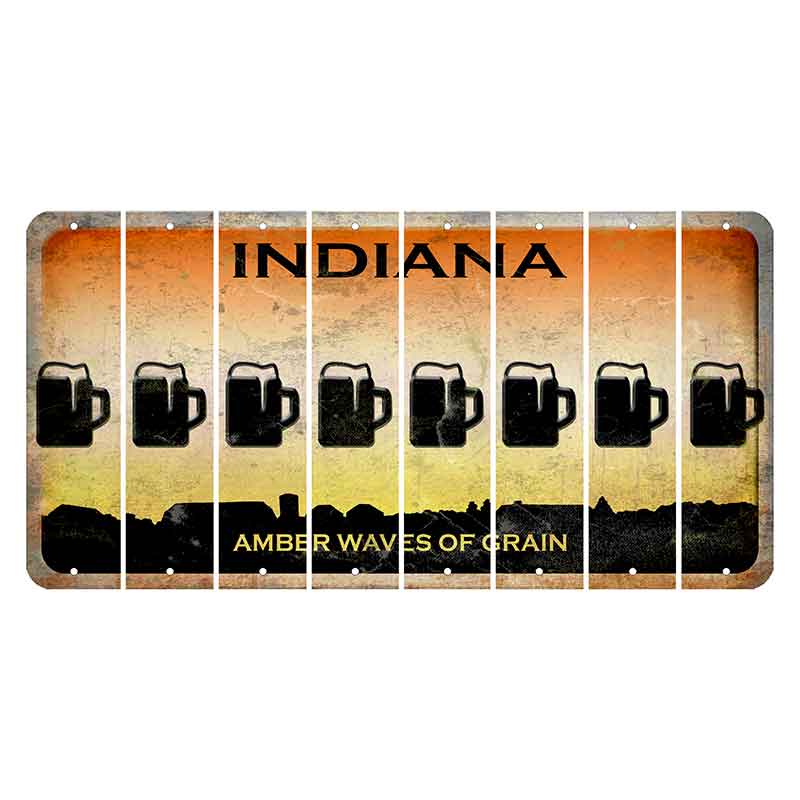 Indiana Amber Wave Cut License Plate Strips (Set of 8) Beer Mug