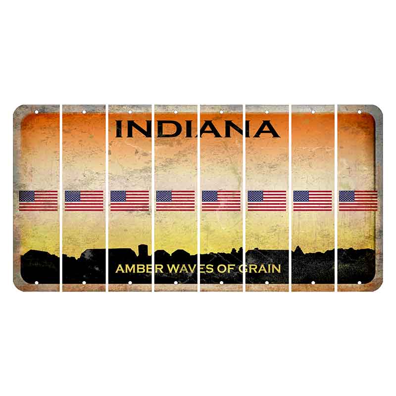 Indiana Amber Wave Cut License Plate Strips (Set of 8) American Flag