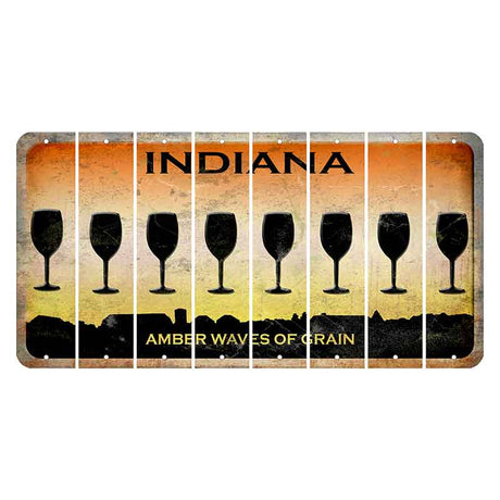 Indiana Amber Wave Cut License Plate Strips (Set of 8) Wine Glass