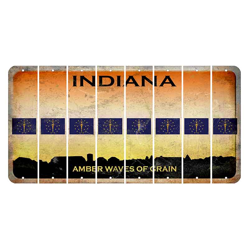 Indiana Amber Wave Cut License Plate Strips (Set of 8) State Flag