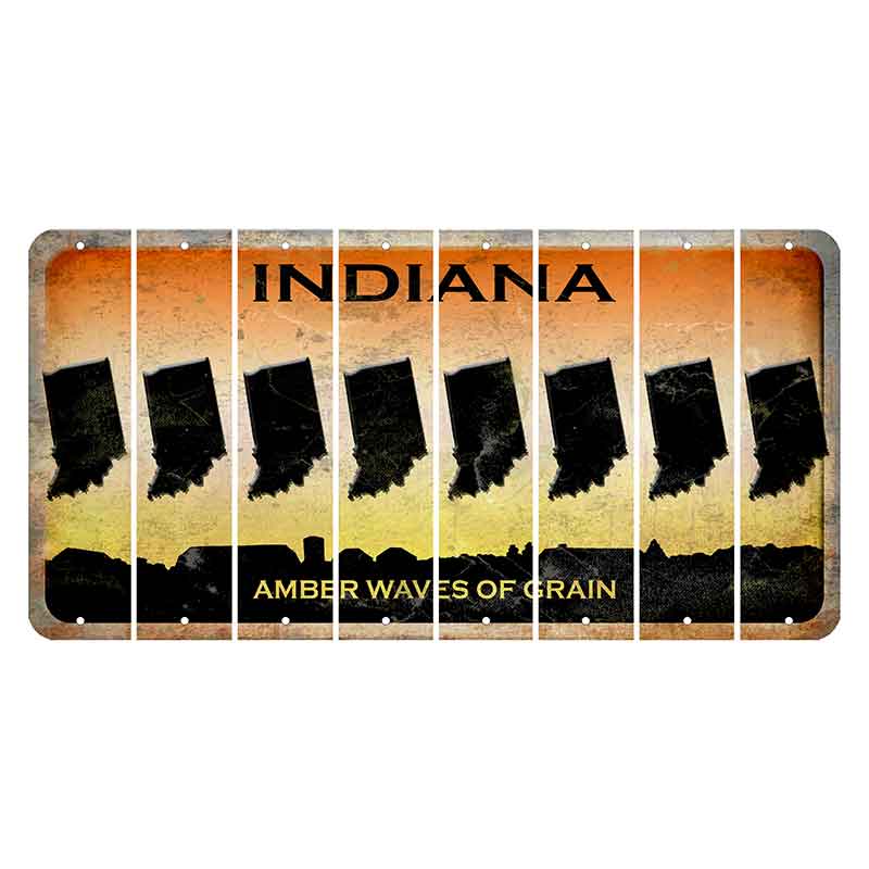 Indiana Amber Wave Cut License Plate Strips (Set of 8) State Silhouette