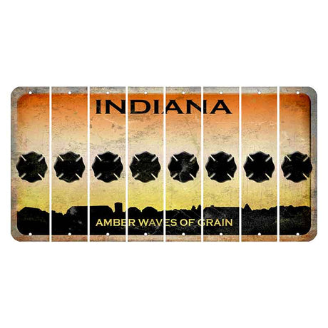 Indiana Amber Wave Cut License Plate Strips (Set of 8) Fire Badge