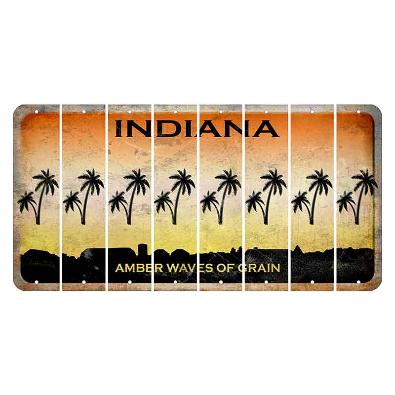 Indiana Amber Wave Cut License Plate Strips (Set of 8) Palm Trees