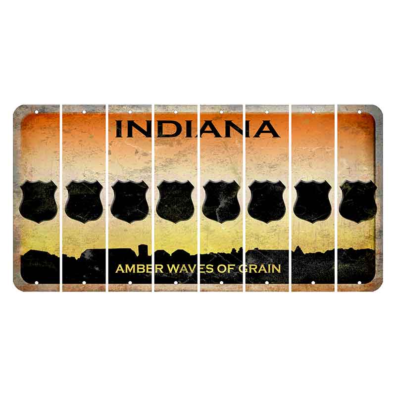 Indiana Amber Wave Cut License Plate Strips (Set of 8) Police Badge