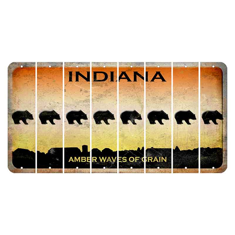 Indiana Amber Wave Cut License Plate Strips (Set of 8) Bear