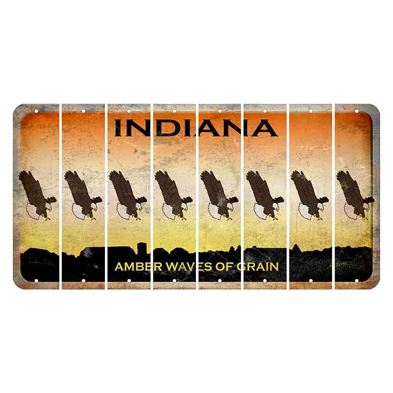 Indiana Amber Wave Cut License Plate Strips (Set of 8) Bald Eagle