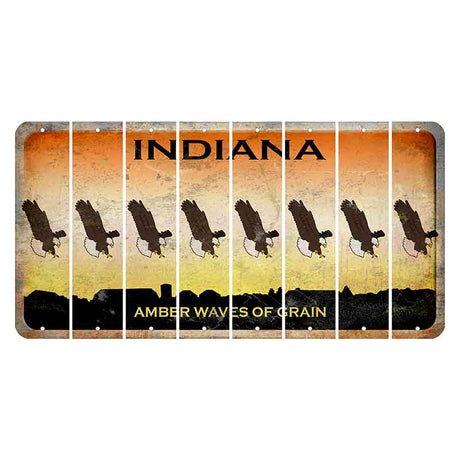 Indiana Amber Wave Cut License Plate Strips (Set of 8) Bald Eagle