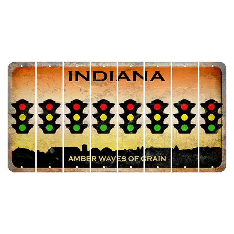 Indiana Amber Wave Cut License Plate Strips (Set of 8) Traffic Light