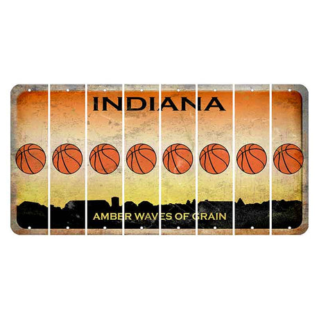 Indiana Amber Wave Cut License Plate Strips (Set of 8) Basketball