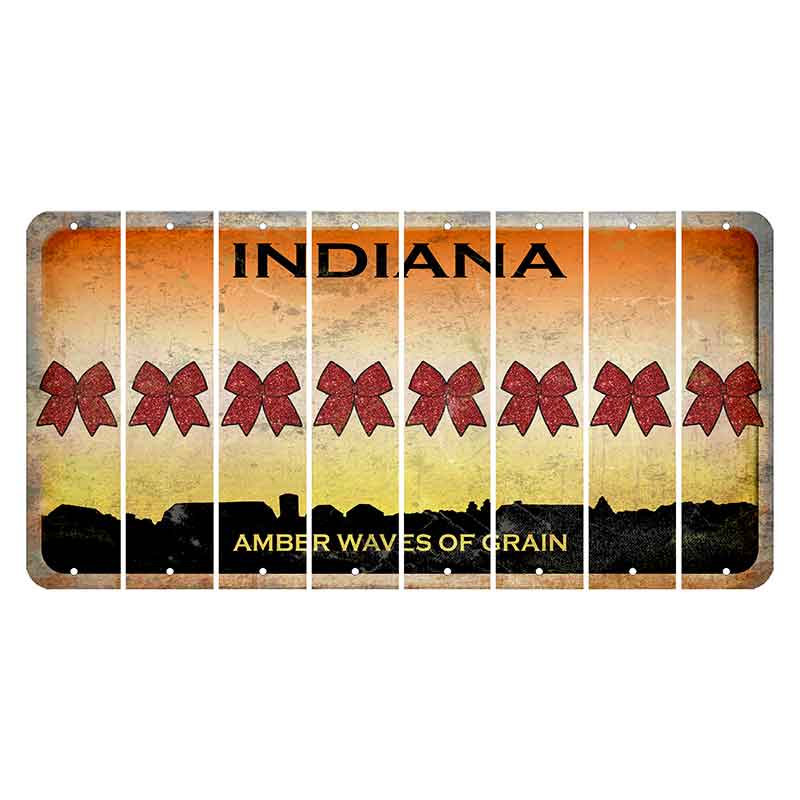 Indiana Amber Wave Cut License Plate Strips (Set of 8) Cheer Bow