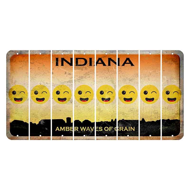 Indiana Amber Wave Cut License Plate Strips (Set of 8) Emoji - Winking