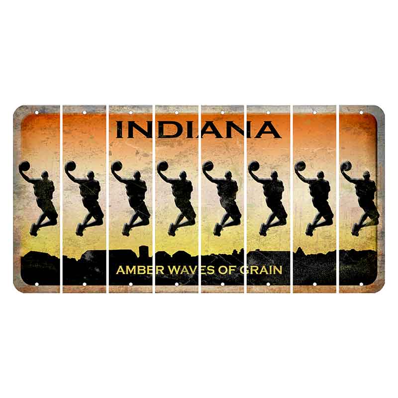 Indiana Amber Wave Cut License Plate Strips (Set of 8) Basketball Player