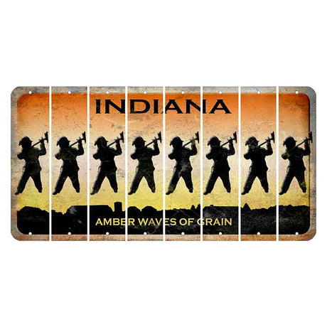 Indiana Amber Wave Cut License Plate Strips (Set of 8) Fireman with Axe