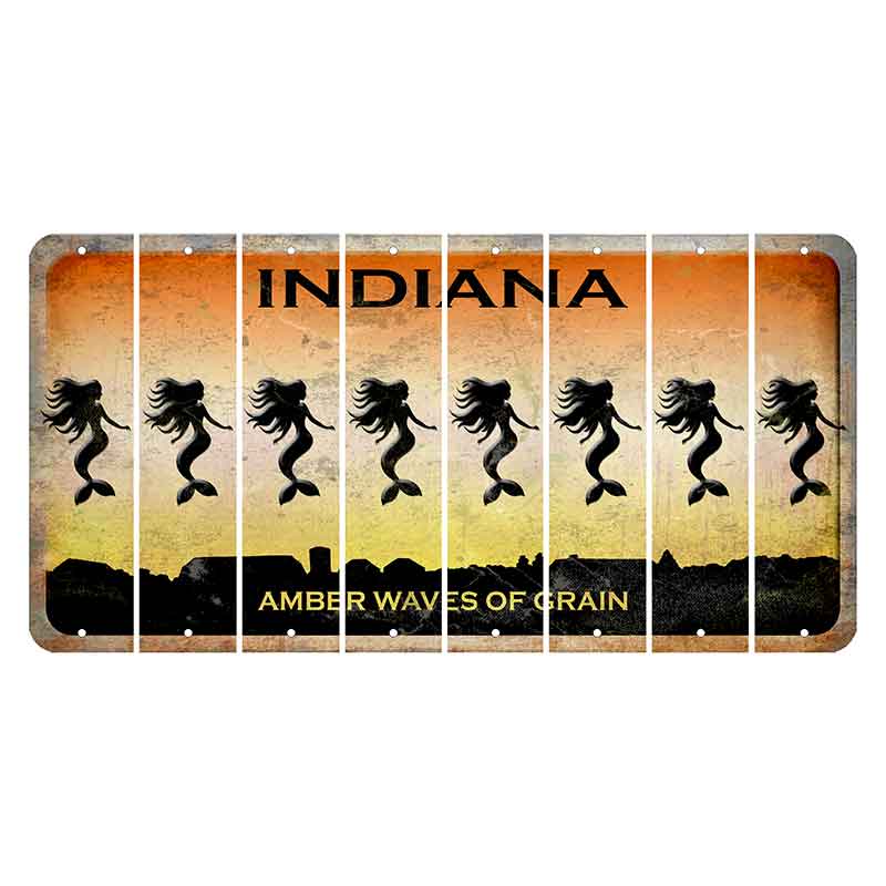 Indiana Amber Wave Cut License Plate Strips (Set of 8) Mermaid