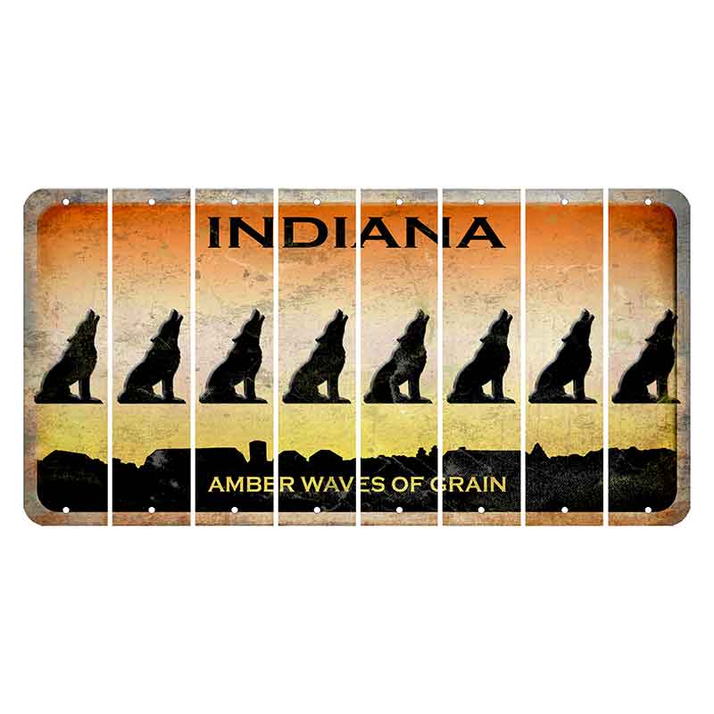 Indiana Amber Wave Cut License Plate Strips (Set of 8) Howling Wolf