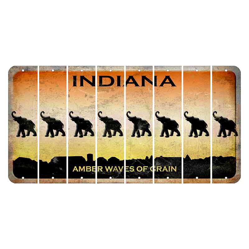 Indiana Amber Wave Cut License Plate Strips (Set of 8) Elephant