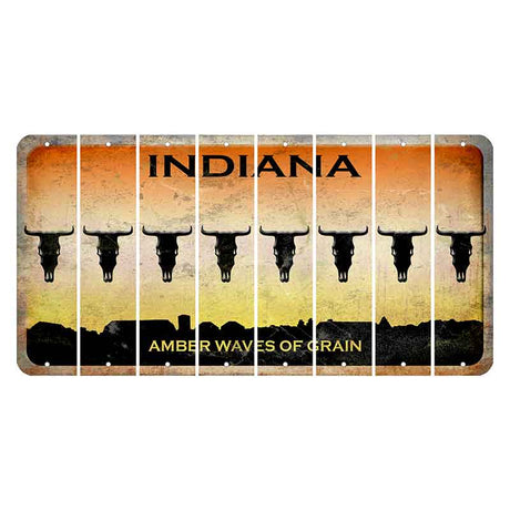 Indiana Amber Wave Cut License Plate Strips (Set of 8) Cow Skull