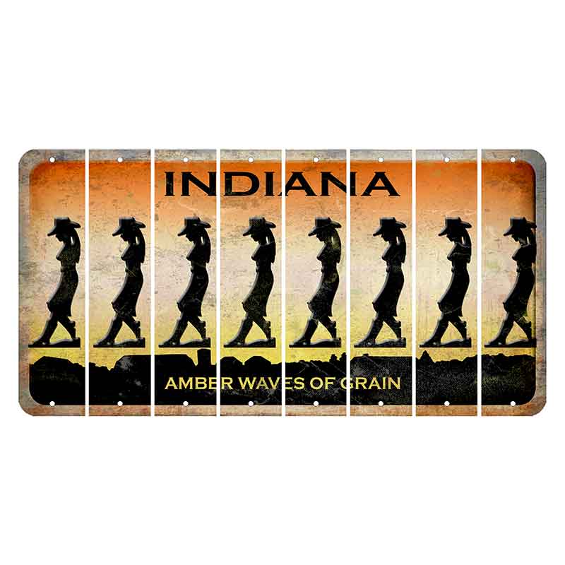 Indiana Amber Wave Cut License Plate Strips (Set of 8) Cowgirl - Leaning