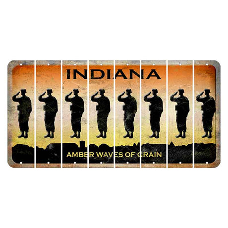 Indiana Amber Wave Cut License Plate Strips (Set of 8) Soldier - Saluting