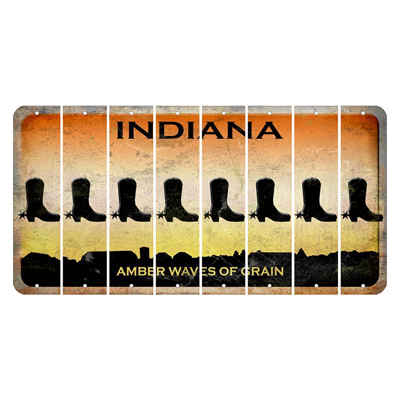 Indiana Amber Wave Cut License Plate Strips (Set of 8) Cowboy Boot