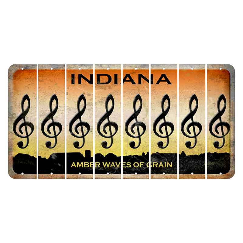 Indiana Amber Wave Cut License Plate Strips (Set of 8) Music Note