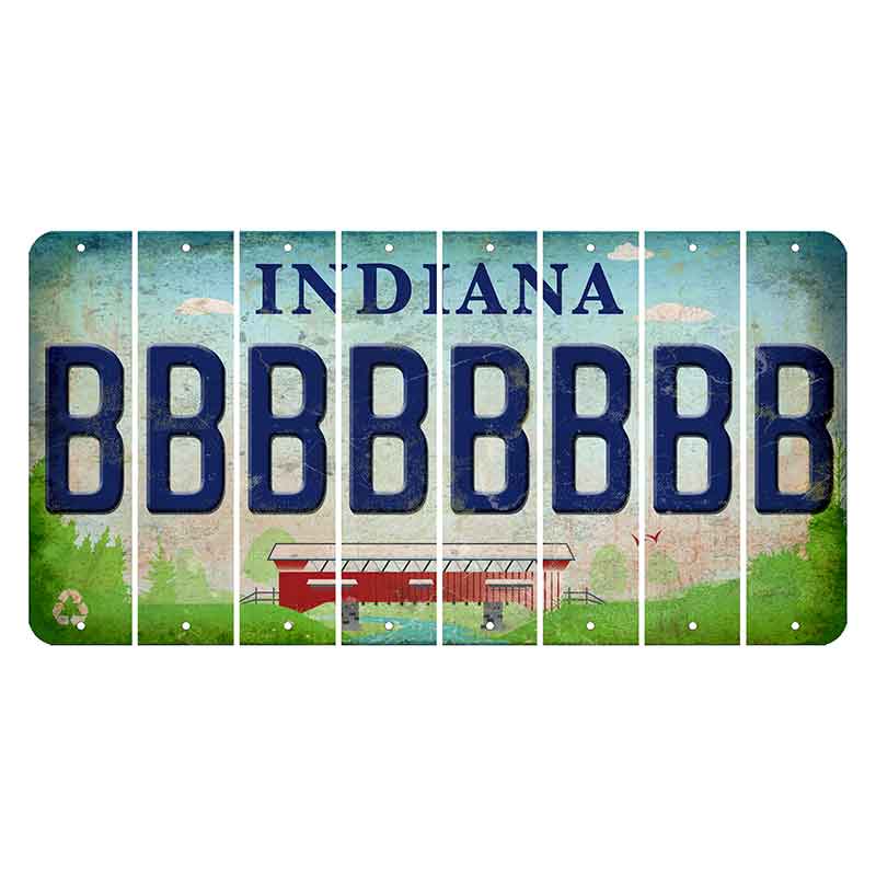 Indiana Recycle Cut License Plate Strips (Set of 8) B