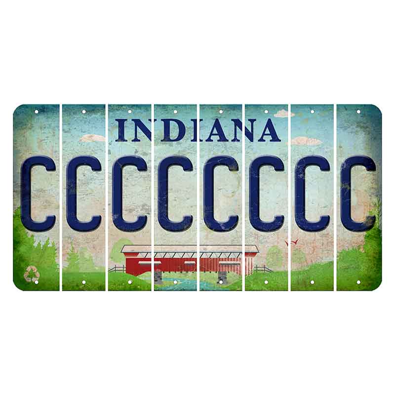 Indiana Recycle Cut License Plate Strips (Set of 8) C