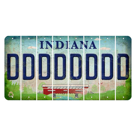 Indiana Recycle Cut License Plate Strips (Set of 8) D