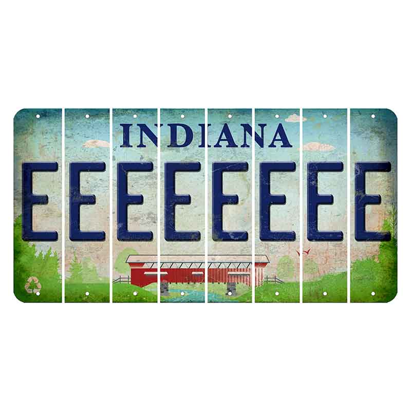 Indiana Recycle Cut License Plate Strips (Set of 8) E