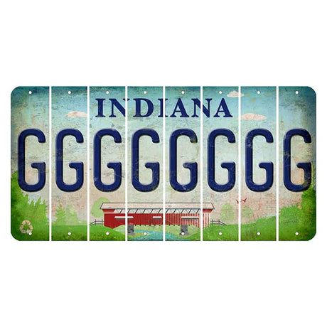 Indiana Recycle Cut License Plate Strips (Set of 8) G