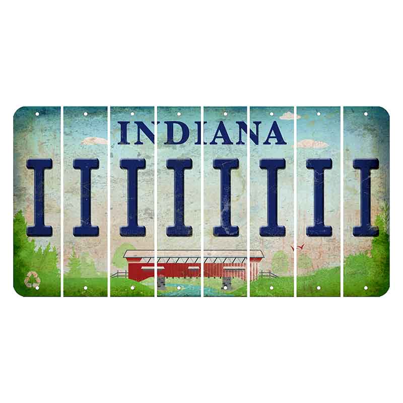 Indiana Recycle Cut License Plate Strips (Set of 8) I