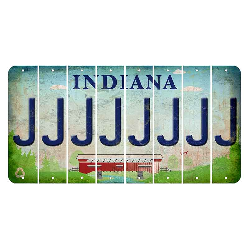 Indiana Recycle Cut License Plate Strips (Set of 8) J