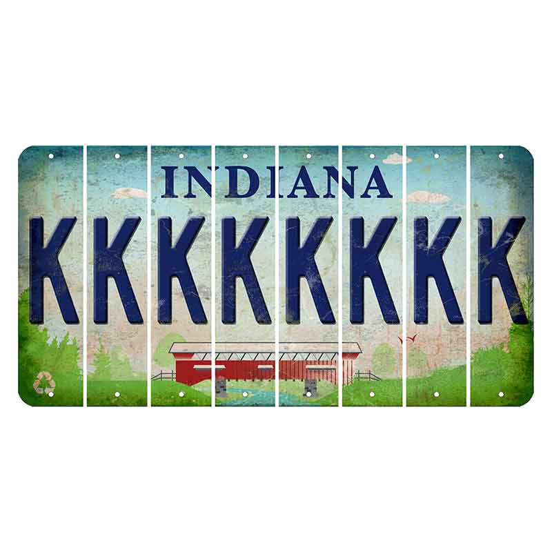 Indiana Recycle Cut License Plate Strips (Set of 8) K