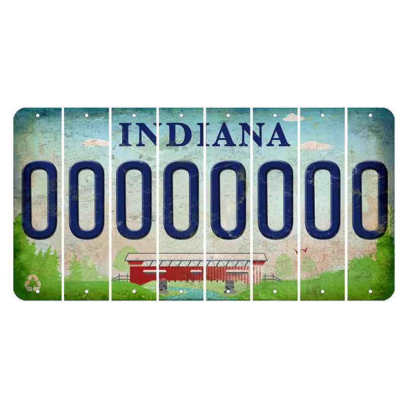 Indiana Recycle Cut License Plate Strips (Set of 8) O